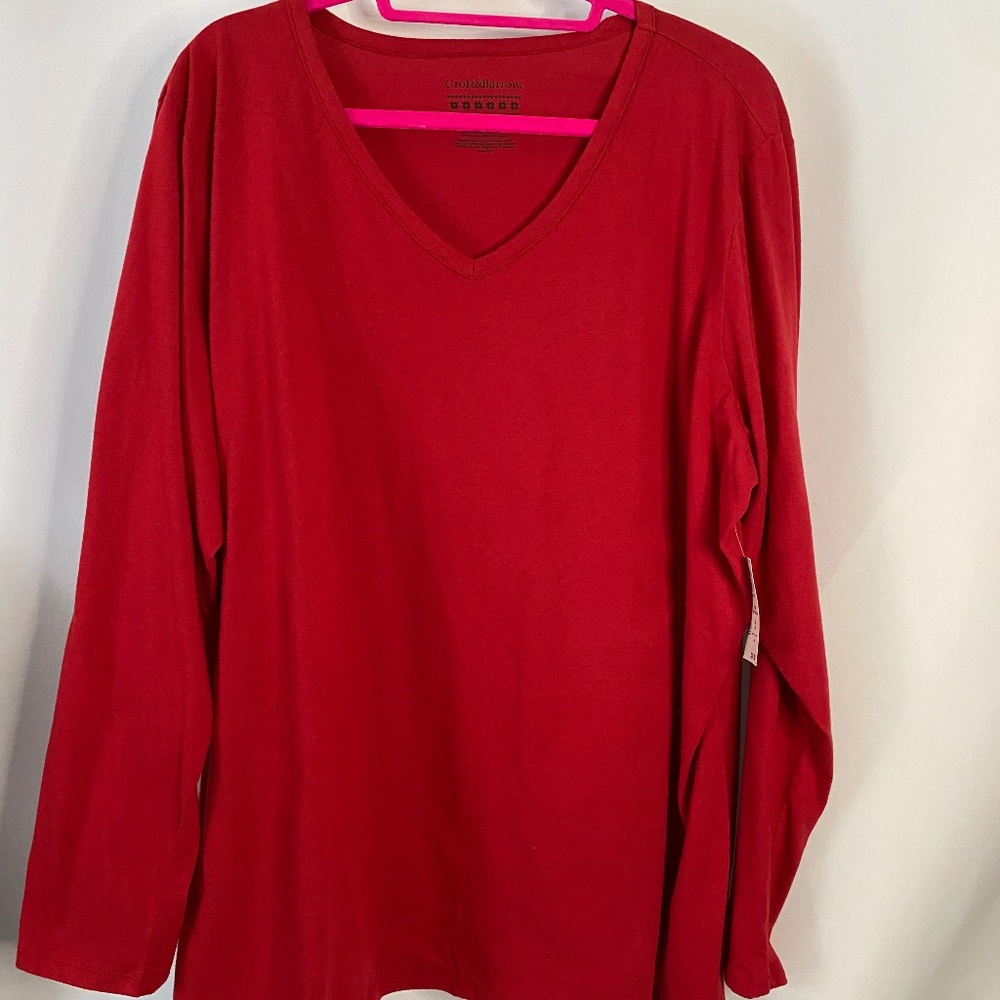 Croft & Barrow Long Sleeve Red Shirt 2Xl - Picture 2 of 5